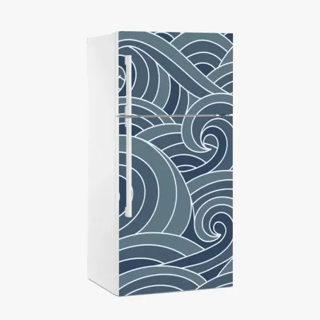 Fridge sticker stylized ocean wave pattern • Wallissimo®