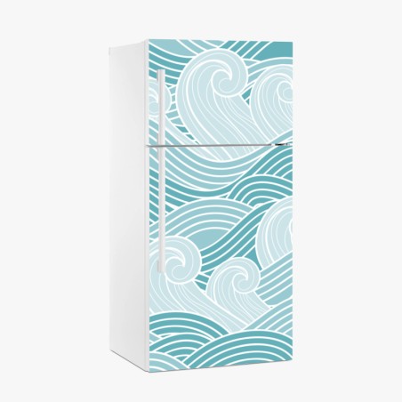 Fridge sticker serene turquoise wave pattern • Wallissimo®