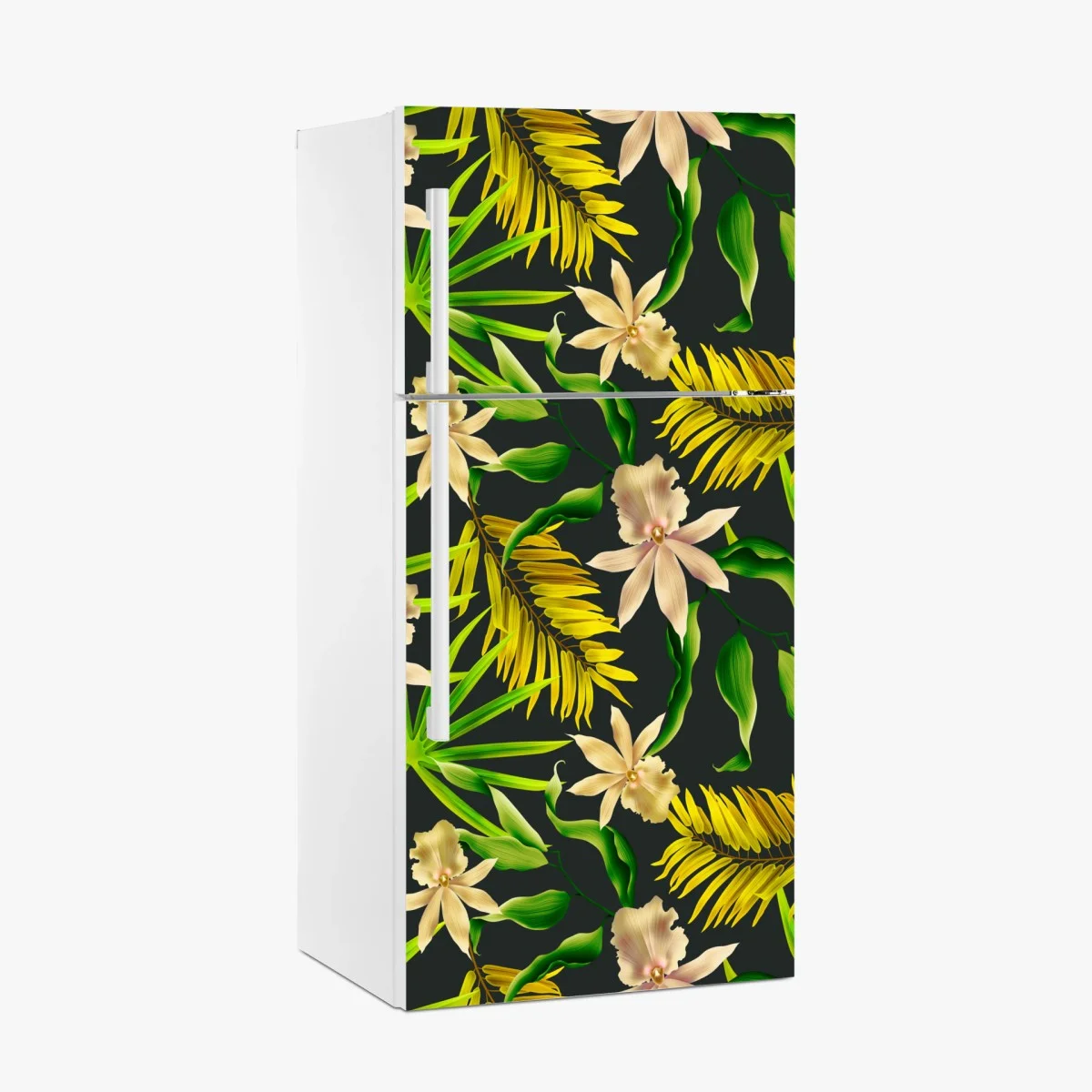 Fridge sticker tropical orchid floral pattern on dark background • Wallissimo® Fridge sticker tropical orchid floral pattern on dark background • Wallissimo®