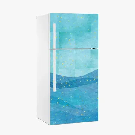 Fridge sticker turquoise wave abstract composition • Wallissimo®