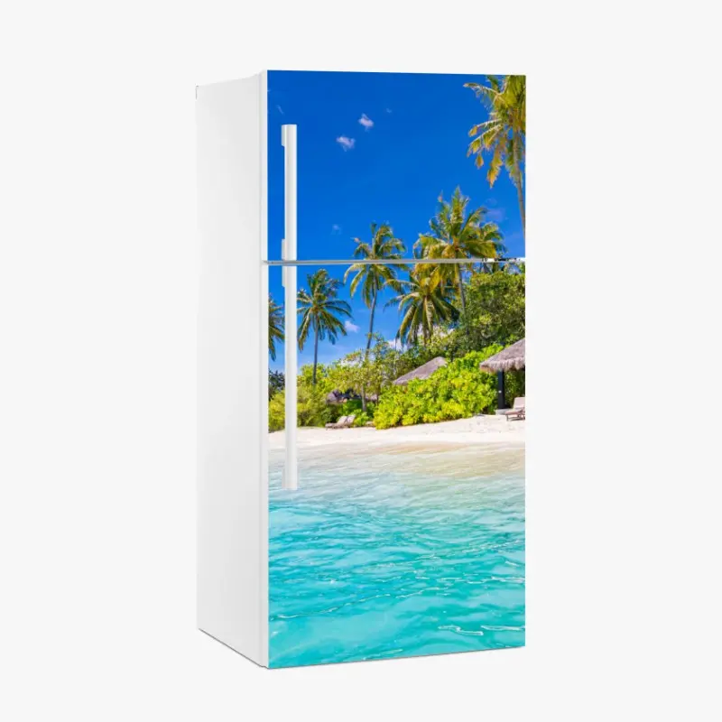 Fridge sticker coastal boardwalk overlooking blue ocean • Wallissimo®