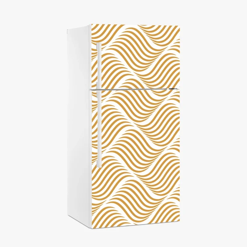 Fridge sticker golden wave pattern wall art