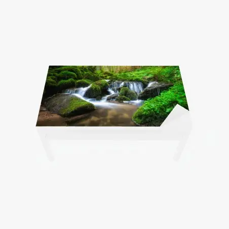 Table & desk veneer tranquil mossy forest waterfall • Wallissimo®