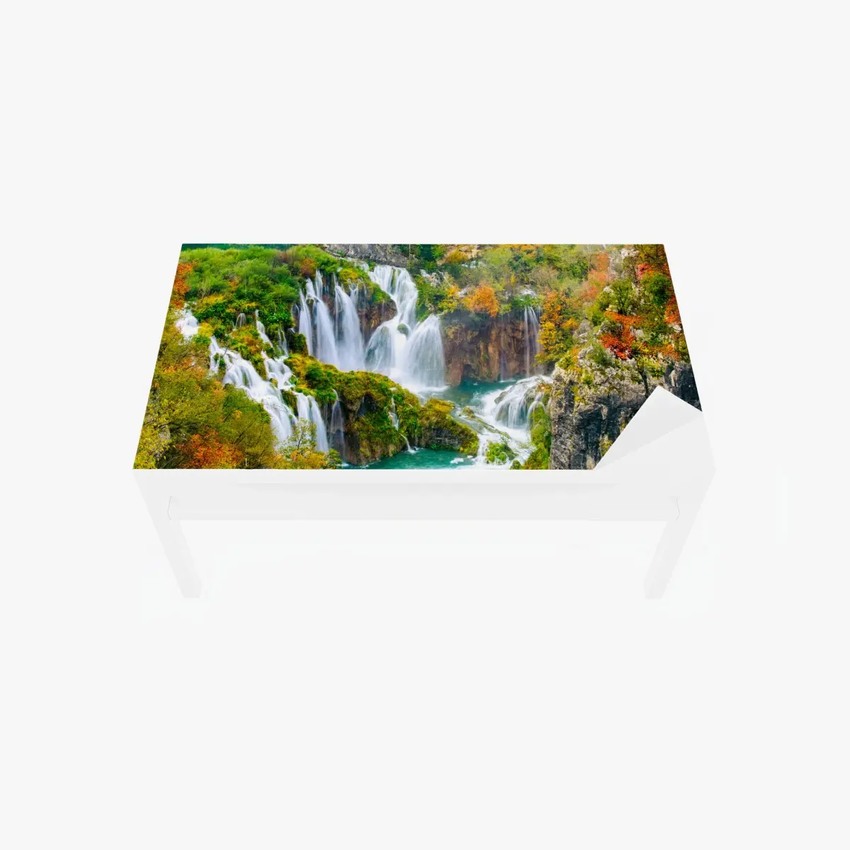 Table & desk veneer turquoise waterfall in autumn ⁕ Wallissimo® Table & desk veneer turquoise waterfall in autumn ⁕ Wallissimo®