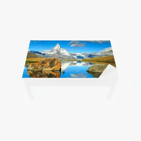 Table & desk veneer Matterhorn reflection over alpine lake • Wallissimo®