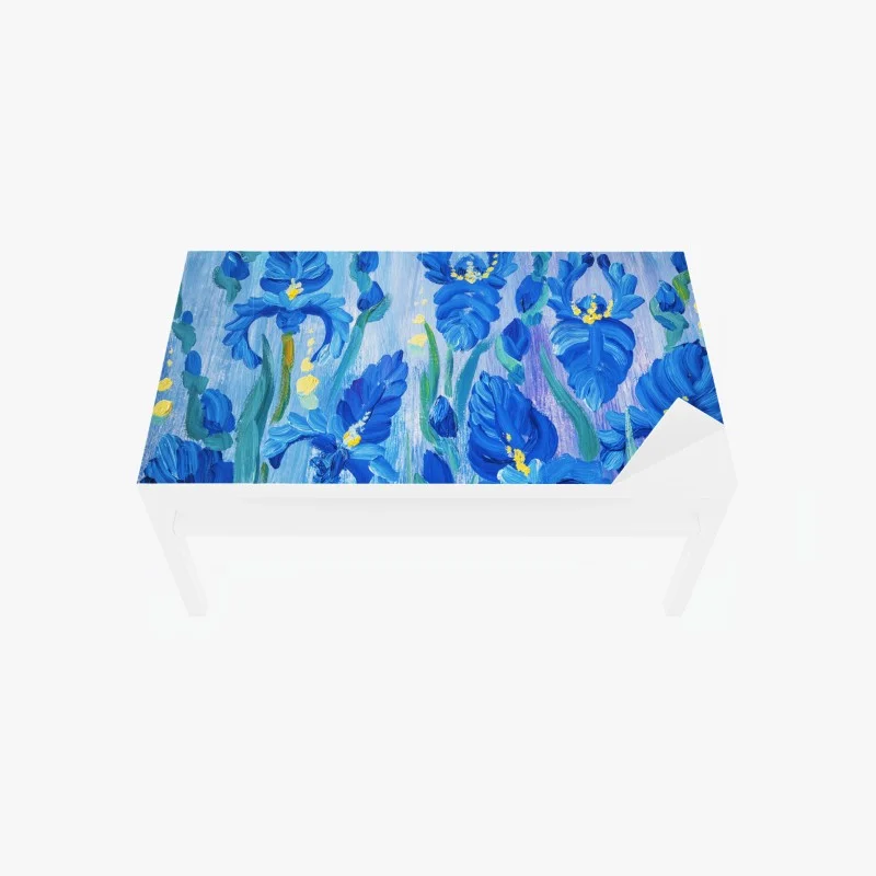Table & desk veneer vibrant blue iris bouquet