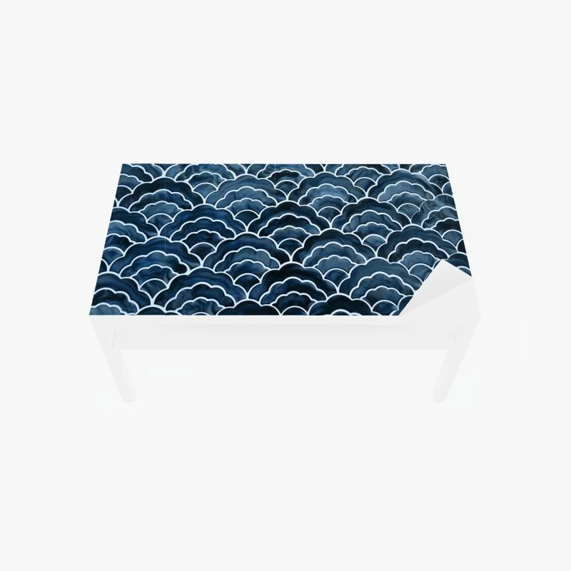 Table & desk veneer japanese blue wave pattern