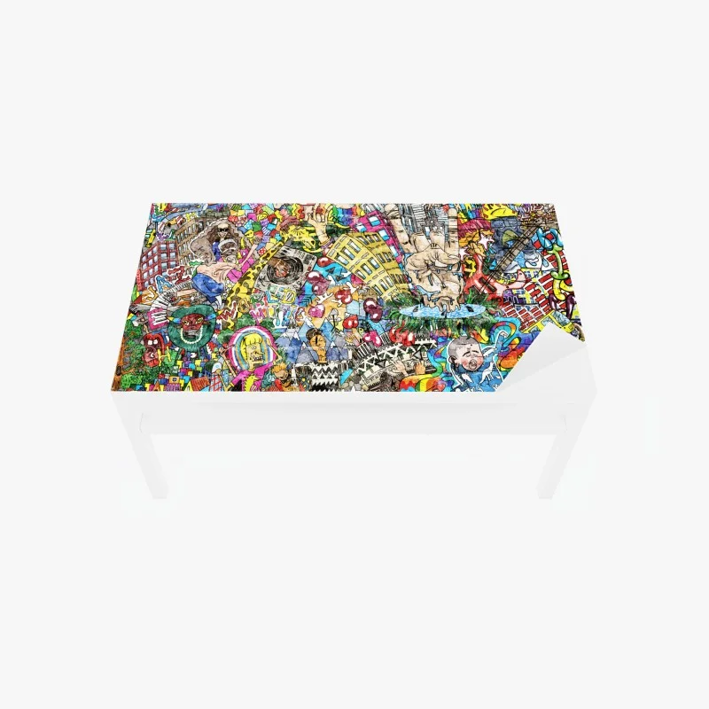 Table & desk veneer colorful urban music mural collage