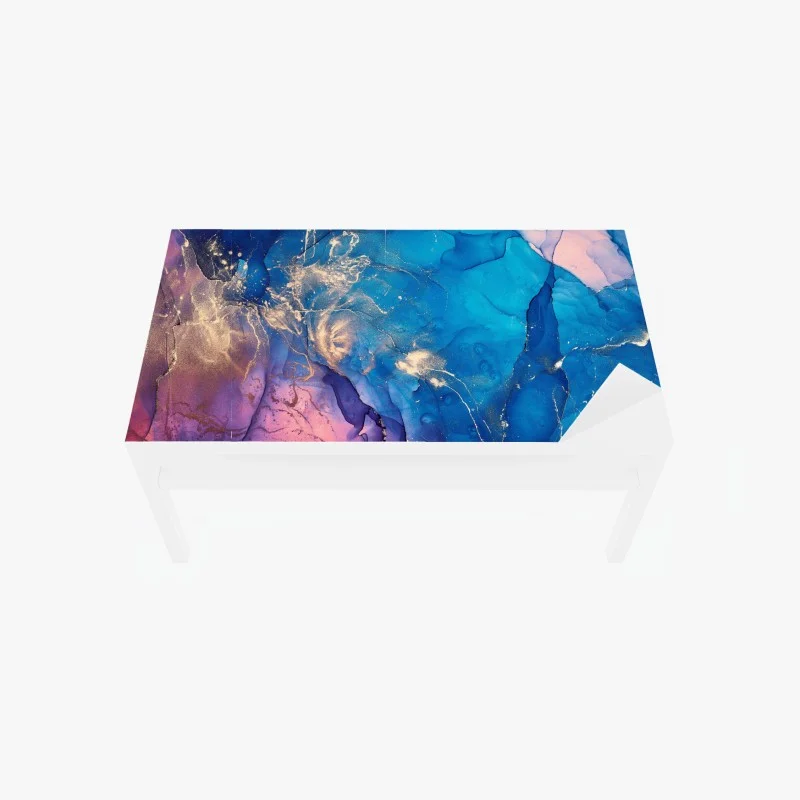 Table & desk veneer ocean blue marble alcohol ink abstract