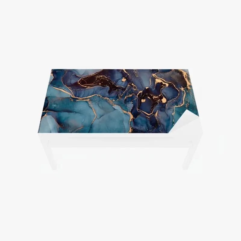Table & desk veneer deep ocean blues with gold veins