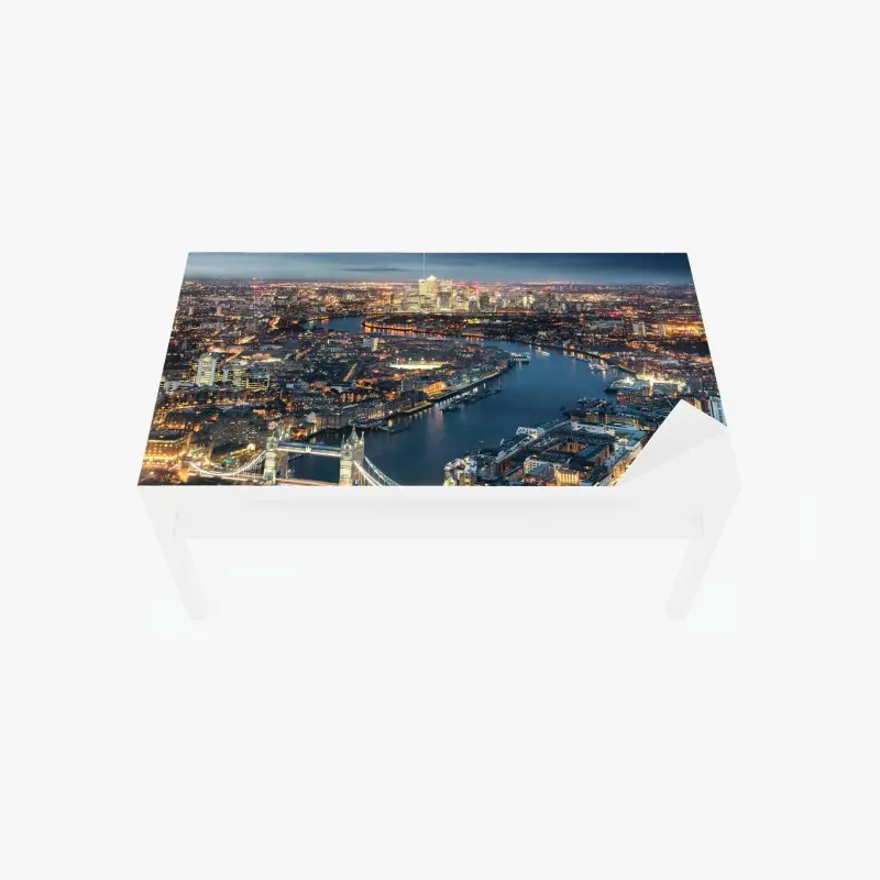 Table & desk veneer London skyline at night