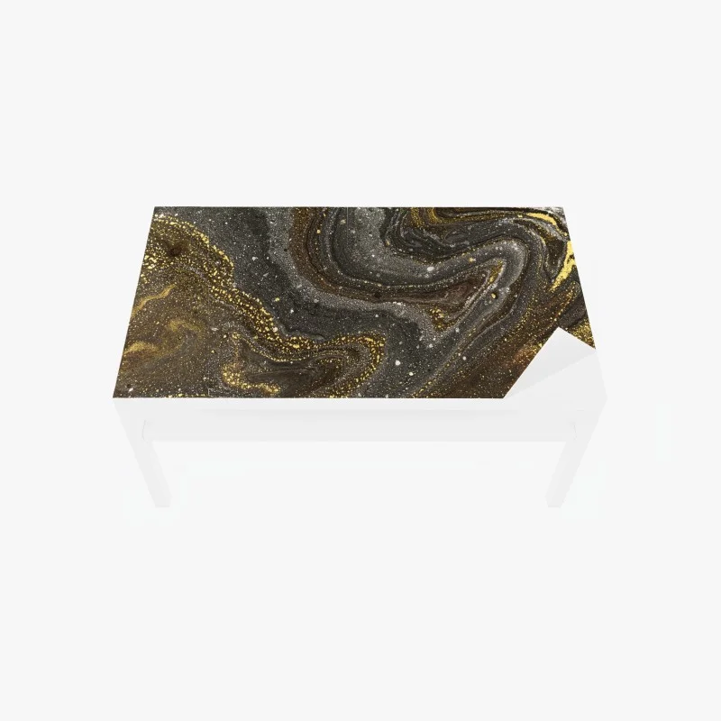 Table & desk veneer gold and black marble swirl abstract