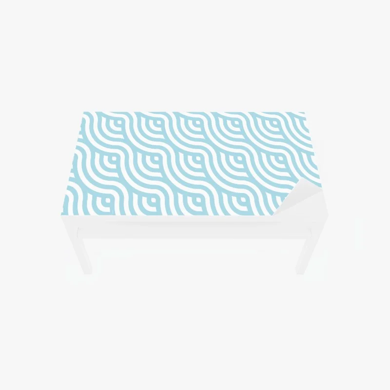 Table & desk veneer soft turquoise geometric wave pattern
