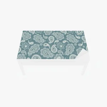 Table & desk veneer teal paisley ornamental pattern • Wallissimo®