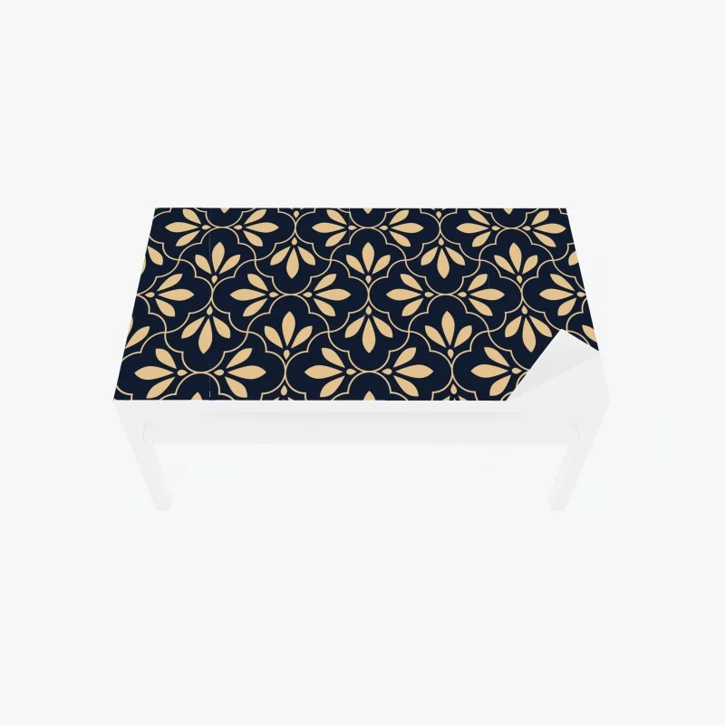 Table & desk veneer navy and beige ornamental pattern