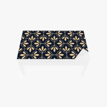 Table & desk veneer navy and beige ornamental pattern • Wallissimo®