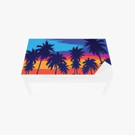 Table & desk veneer vibrant tropical sunset palms • Wallissimo®