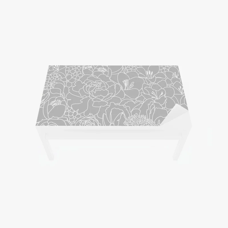 Table & desk veneer subtle gray floral line art