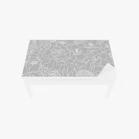 Table & desk veneer subtle gray floral line art • Wallissimo®