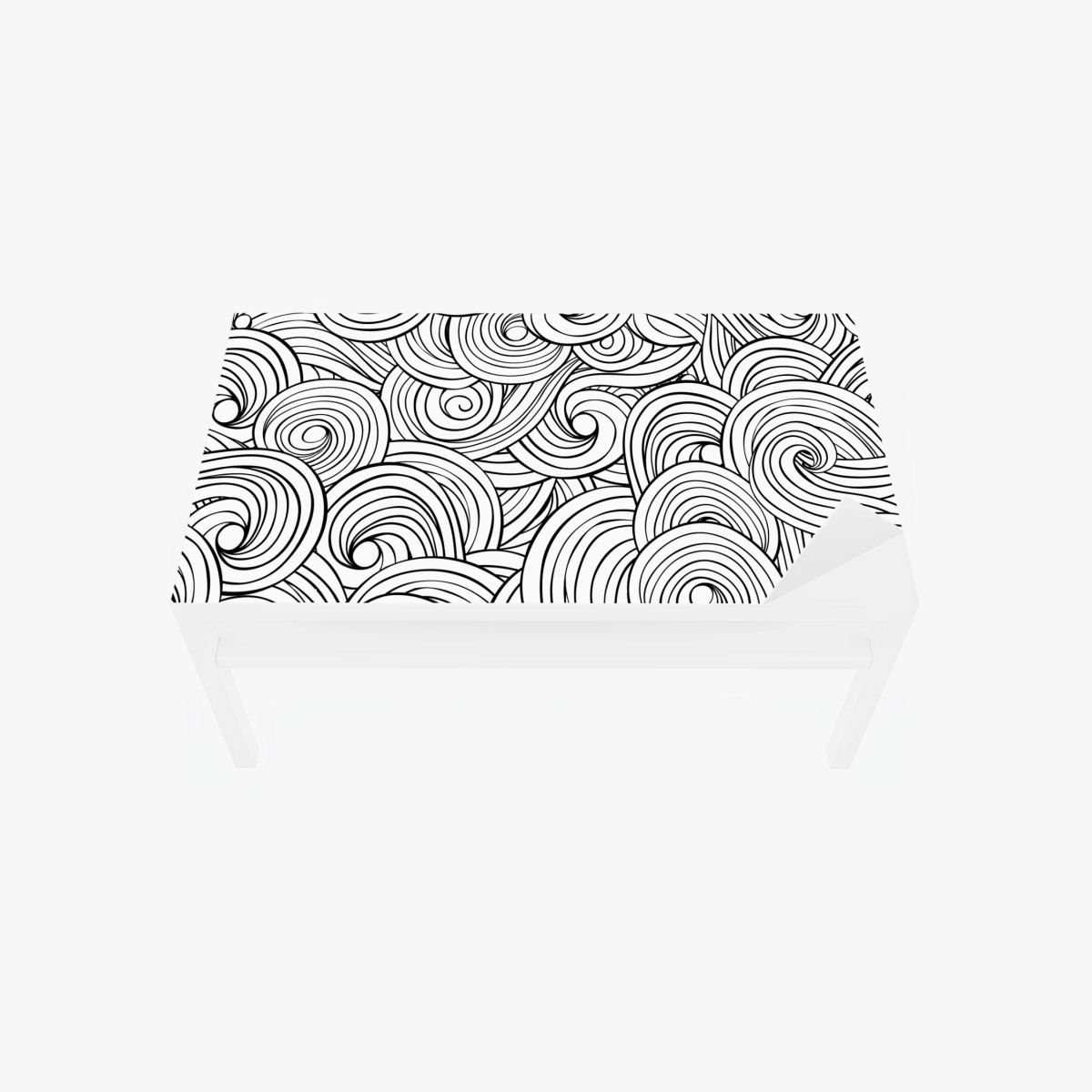 Table & desk veneer black and white swirl pattern • Wallissimo® Table & desk veneer black and white swirl pattern • Wallissimo®