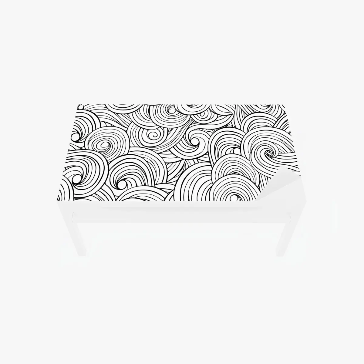 Table & desk veneer black and white swirl pattern • Wallissimo® Table & desk veneer black and white swirl pattern • Wallissimo®