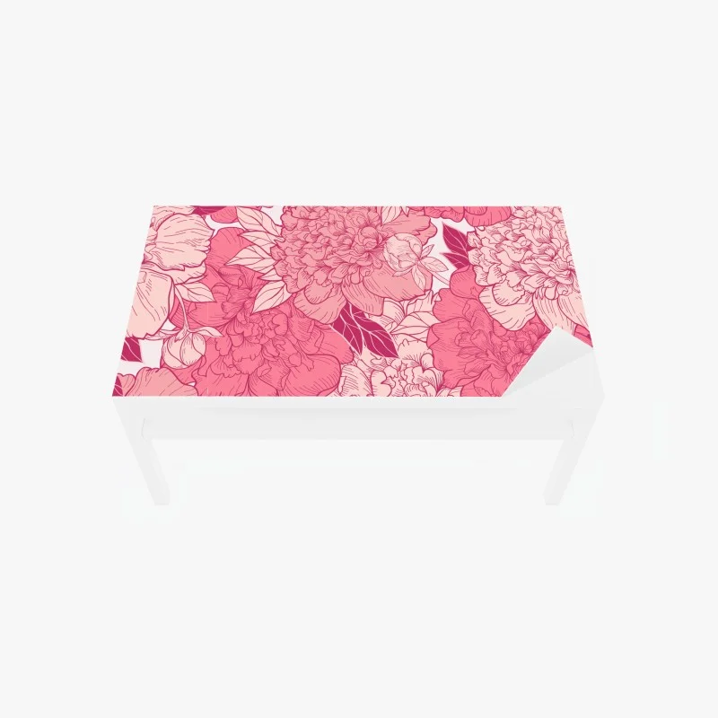 Table & desk veneer pink peony floral pattern