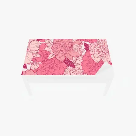 Table & desk veneer pink peony floral pattern • Wallissimo®