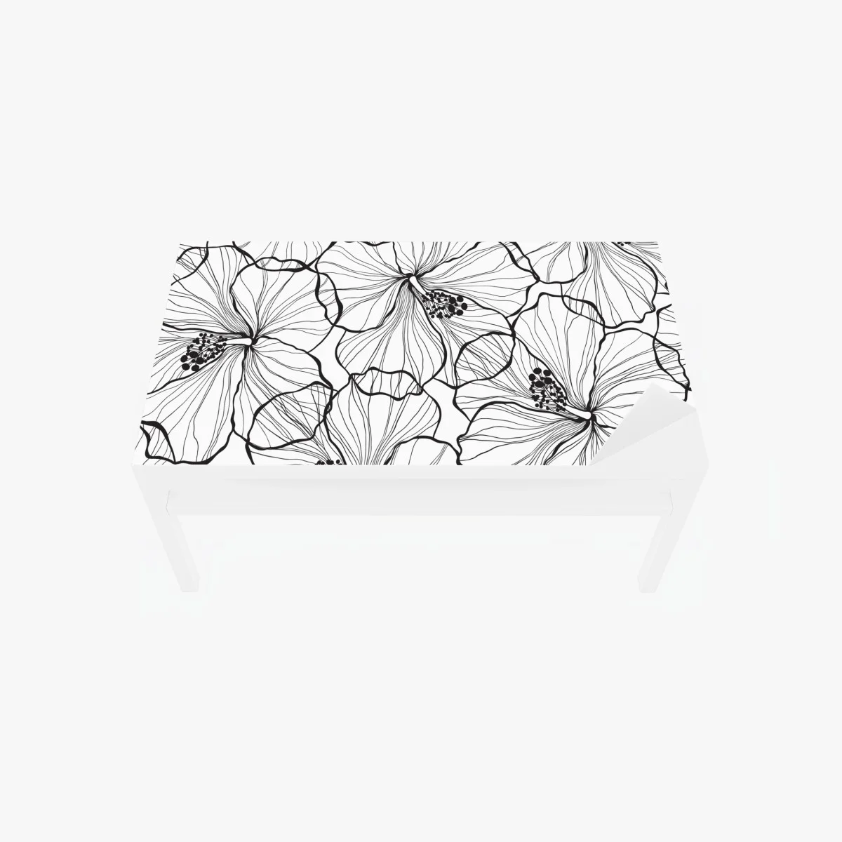 Table & desk veneer black and white hibiscus line art pattern ⁕ Wallissimo® Table & desk veneer black and white hibiscus line art pattern ⁕ Wallissimo®