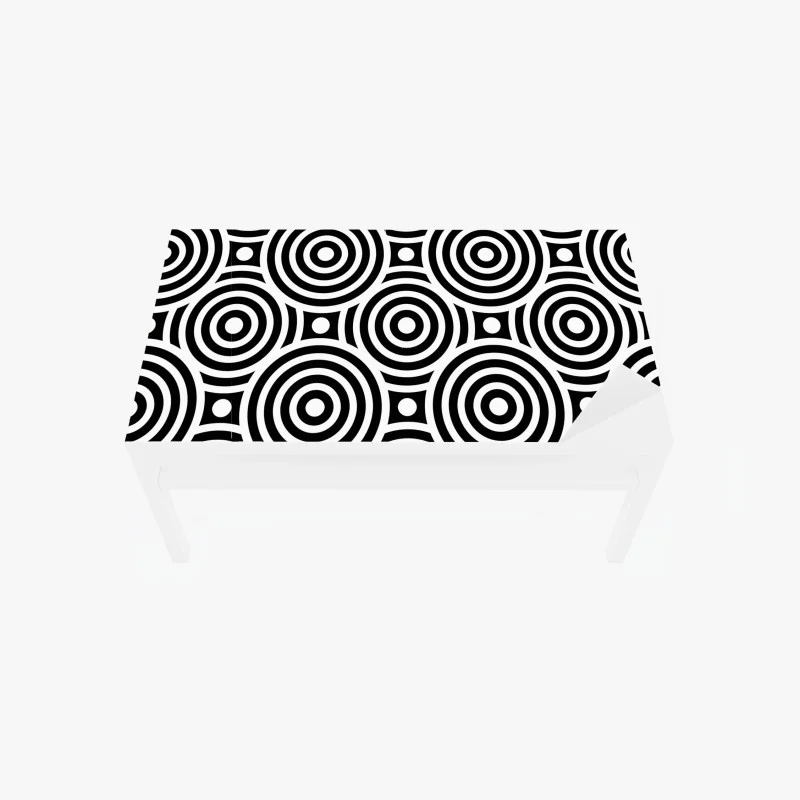 Table & desk veneer black and white concentric circle pattern
