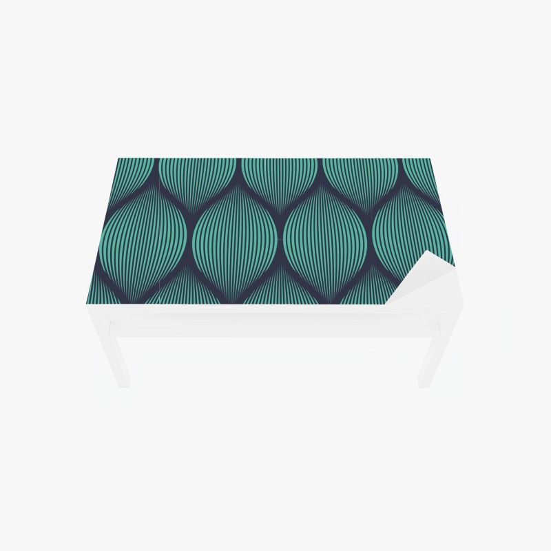 Table & desk veneer turquoise geometric teardrop pattern