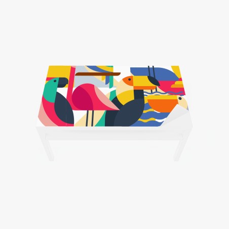 Table & desk veneer tropical geometric birds pattern • Wallissimo®