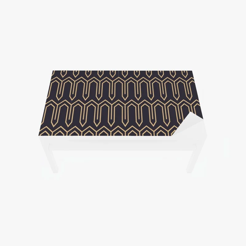 Table & desk veneer art deco geometric pattern in gold and black