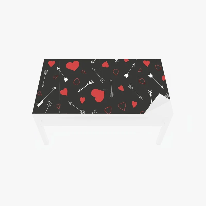 Table & desk veneer red hearts and arrows pattern