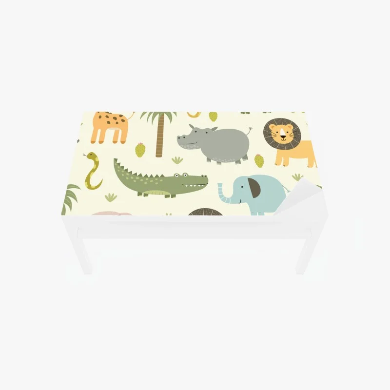 Table & desk veneer pastel safari animals pattern