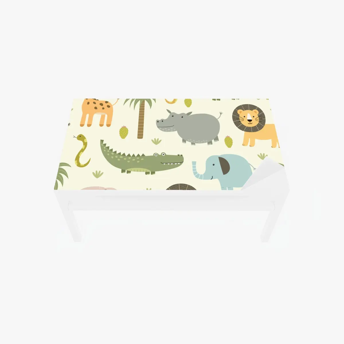 Table & desk veneer pastel safari animals pattern • Wallissimo® Table & desk veneer pastel safari animals pattern • Wallissimo®