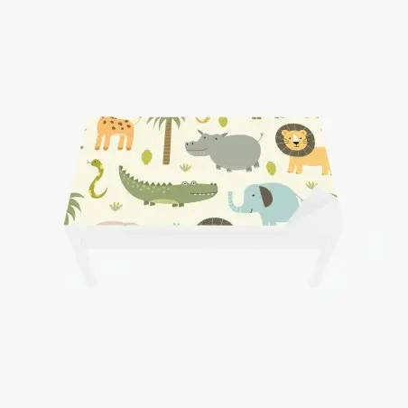 Table & desk veneer pastel safari animals pattern • Wallissimo®