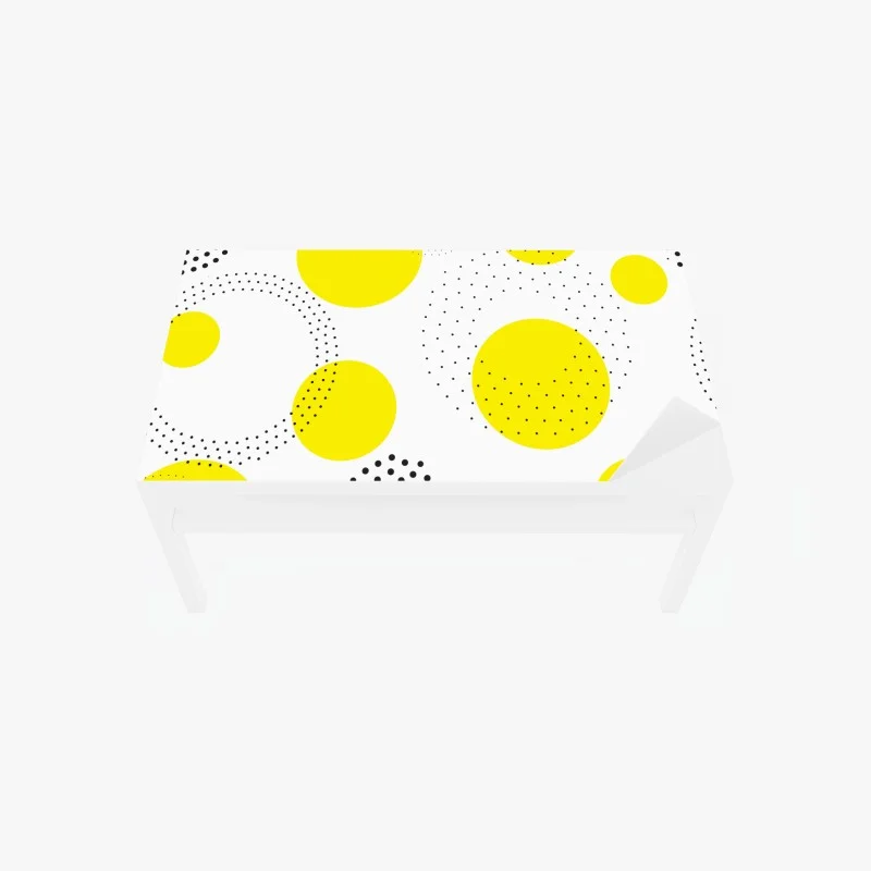 Table & desk veneer bright yellow polka dot pattern wall art