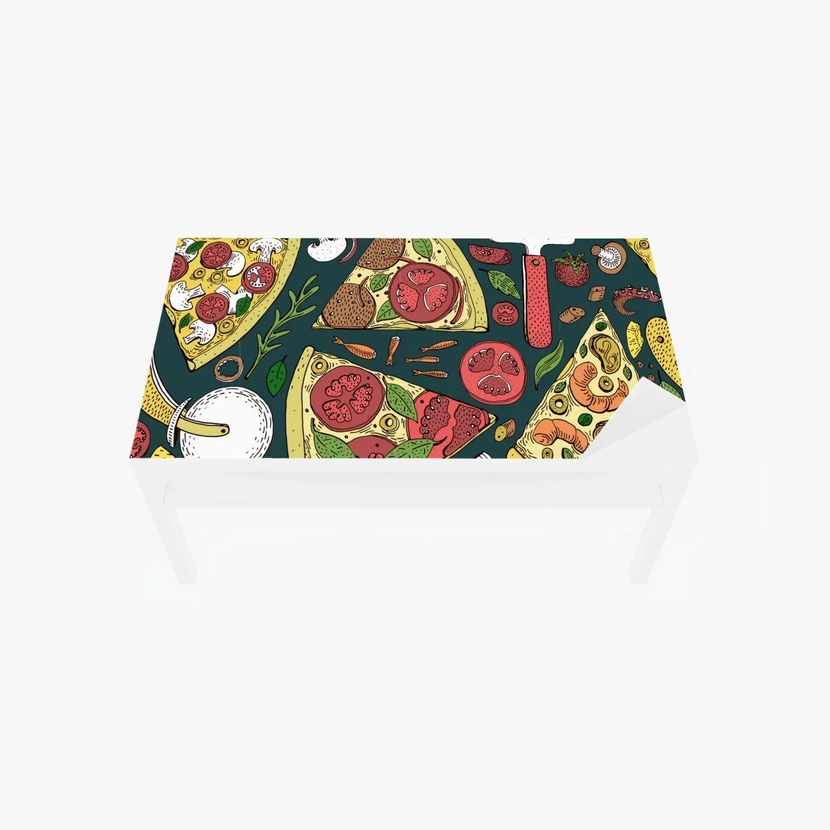 Table & desk veneer colorful pizza slices pattern ⁕ Wallissimo® Table & desk veneer colorful pizza slices pattern ⁕ Wallissimo®