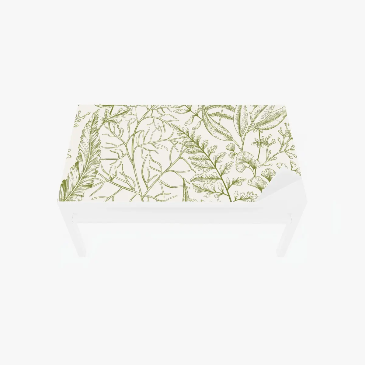 Table & desk veneer hand-drawn green botanical leaves • Wallissimo® Table & desk veneer hand-drawn green botanical leaves • Wallissimo®