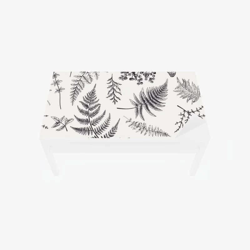 Table & desk veneer monochrome botanical leaves pattern