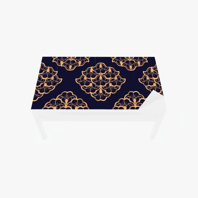 Table & desk veneer luxurious gold damask pattern on deep navy