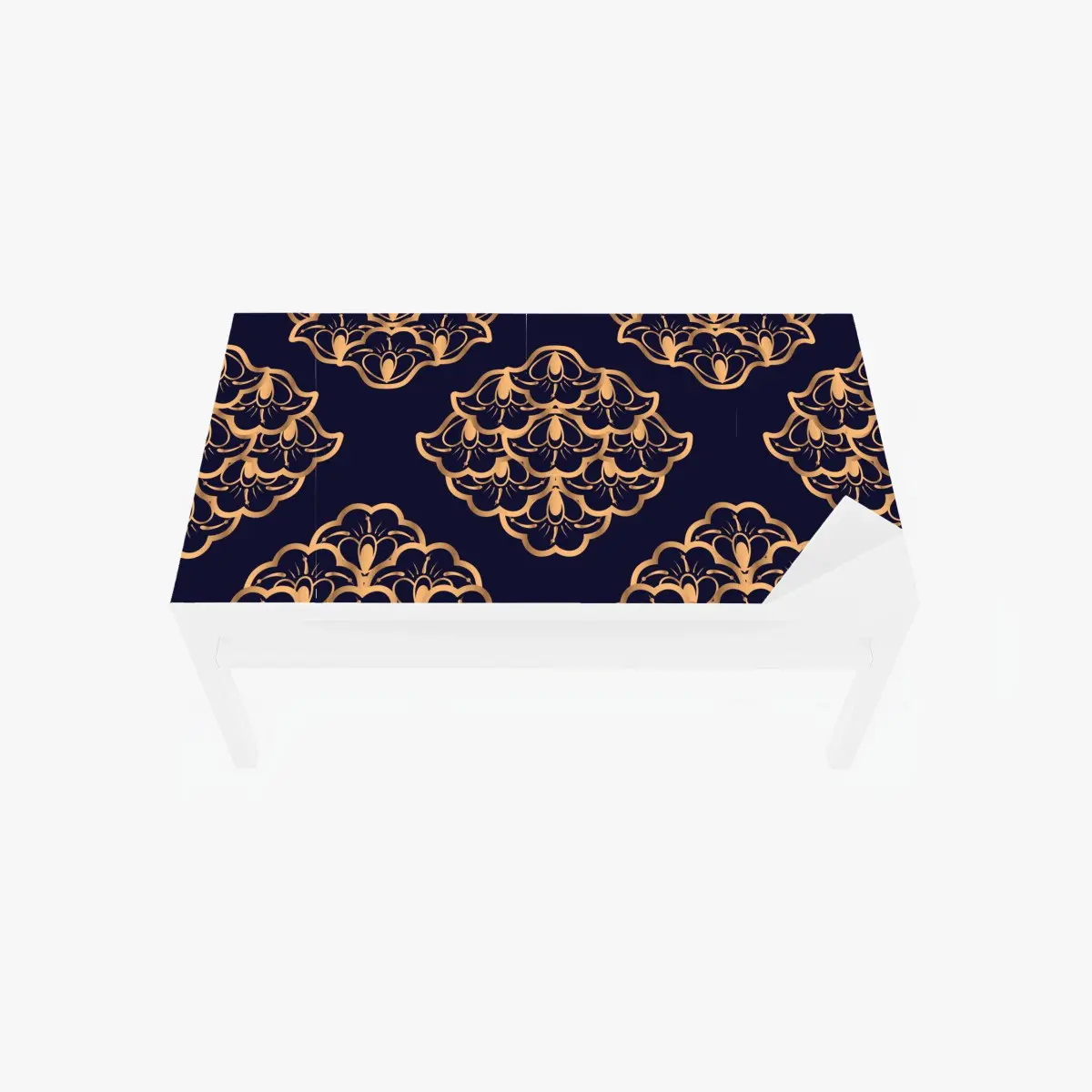 Table & desk veneer luxurious gold damask pattern on deep navy • Wallissimo® Table & desk veneer luxurious gold damask pattern on deep navy • Wallissimo®