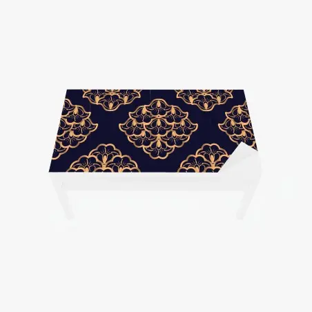 Table & desk veneer luxurious gold damask pattern on deep navy • Wallissimo®