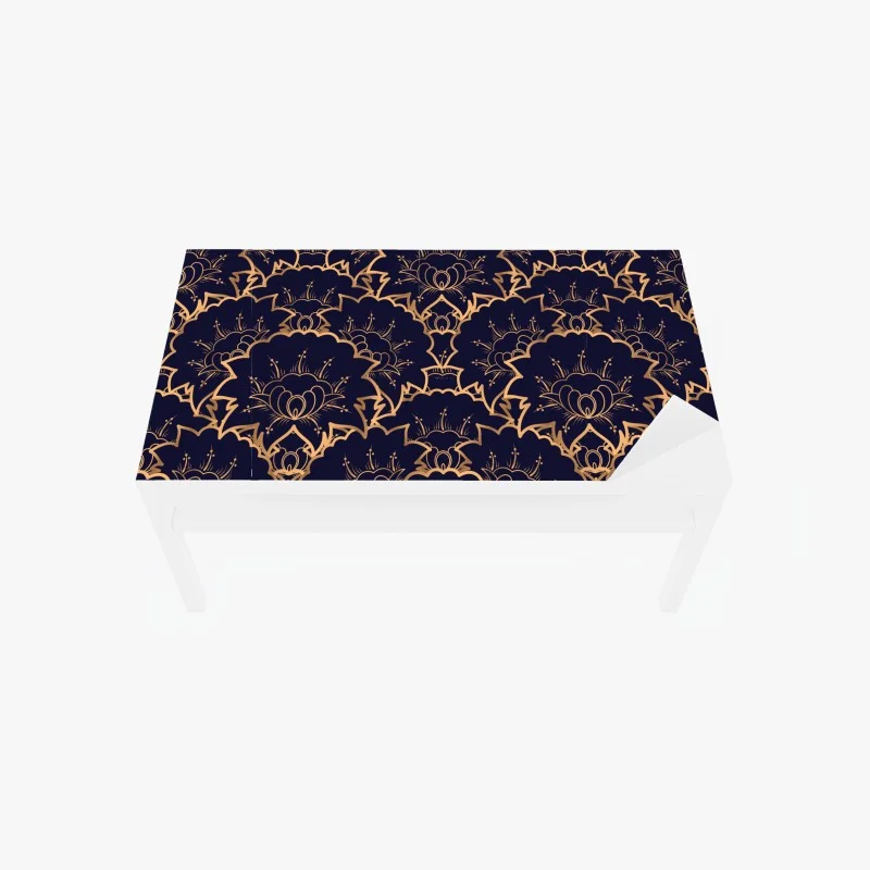 Table & desk veneer luxury gold floral pattern on navy