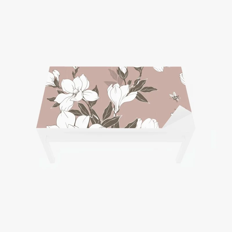Table & desk veneer soft magnolia blossom pattern