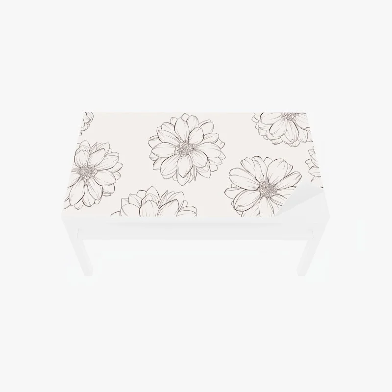 Table & desk veneer delicate line flower pattern on beige
