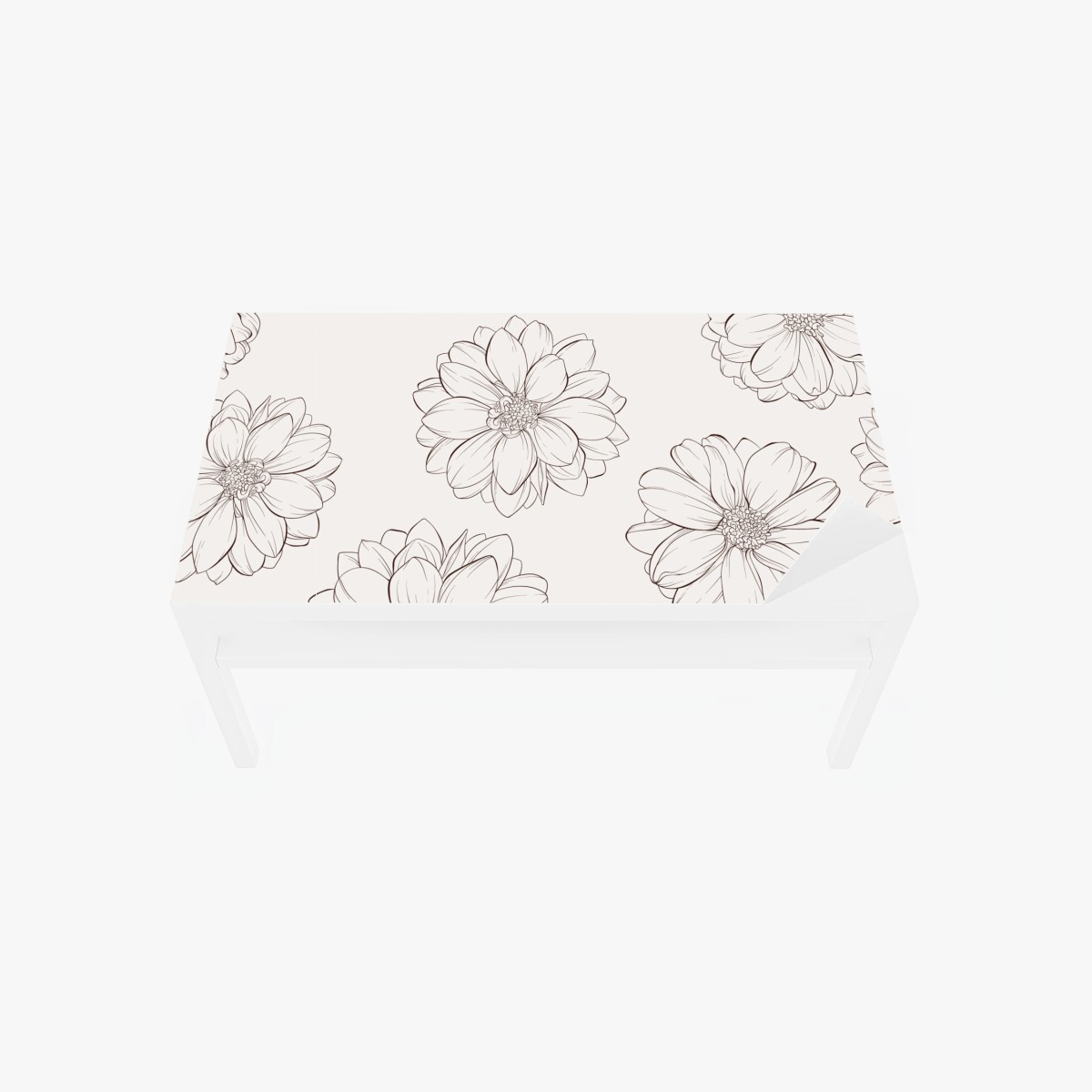 Table & desk veneer delicate line flower pattern on beige • Wallissimo® Table & desk veneer delicate line flower pattern on beige • Wallissimo®
