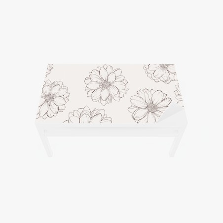 Table & desk veneer delicate line flower pattern on beige • Wallissimo®