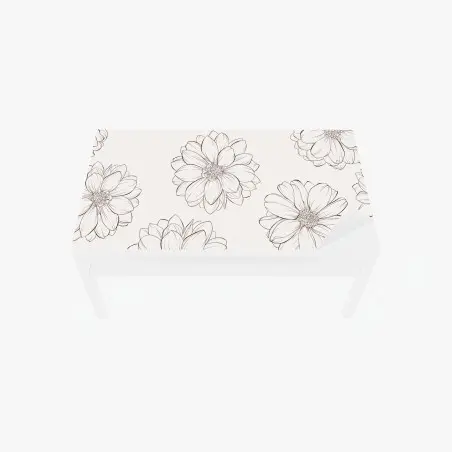 Table & desk veneer delicate line flower pattern on beige • Wallissimo®
