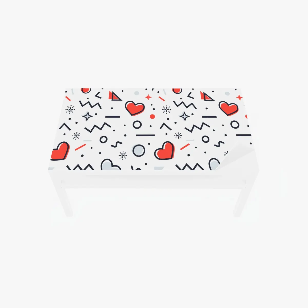 Table & desk veneer playful heart pattern on white background • Wallissimo® Table & desk veneer playful heart pattern on white background • Wallissimo®